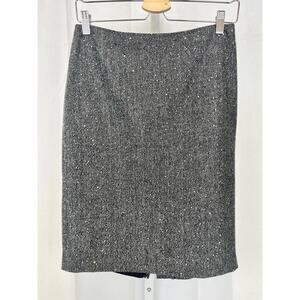 NWT TALBOTS Shimmer Sequin Tweed Textured Wool Straight Skirt Gray 2 Petite 2P